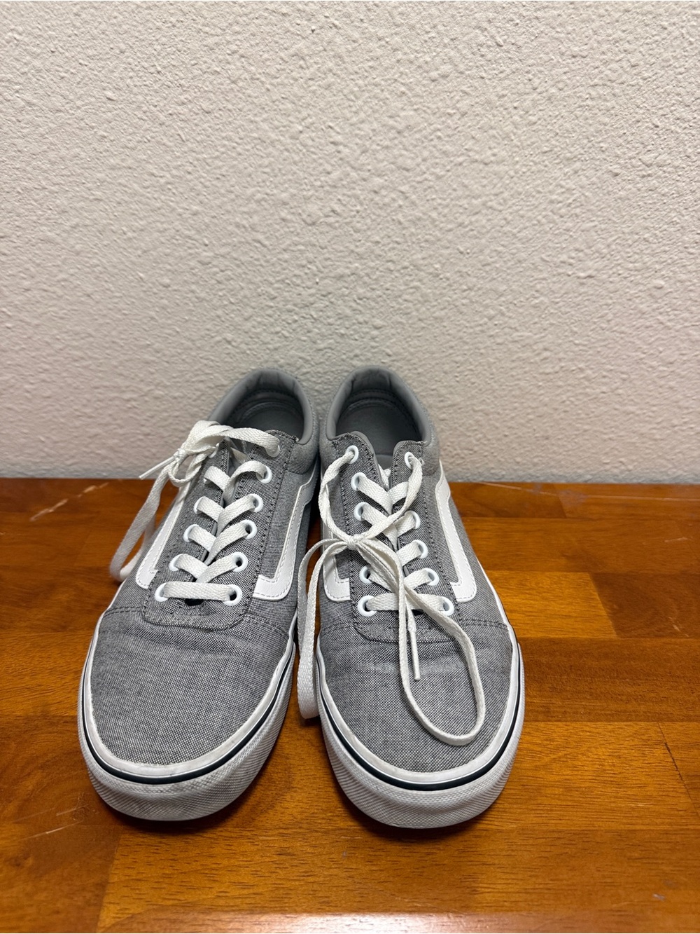 Vans Gray and White Low-Top Canvas Sneakers